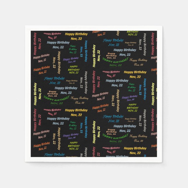 Guardanapo De Papel Paper Napkins novembro, 22 Aniversário (Frente)