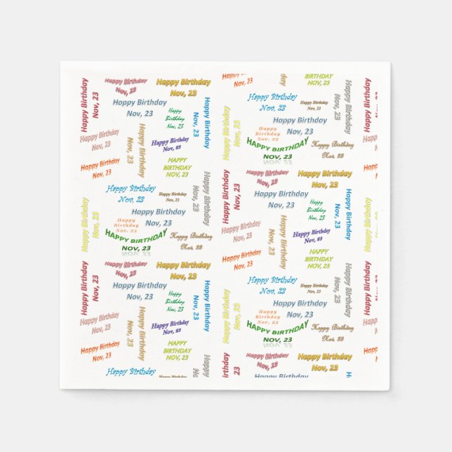 Guardanapo De Papel Paper Napkins novembro, 23 Aniversário (Frente)