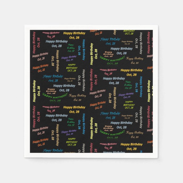 Guardanapo De Papel Paper Napkins outubro, 28 Aniversário (Frente)