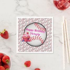 Guardanapo De Papel Paper Napkins Pink White Stripe Birthday Baseball