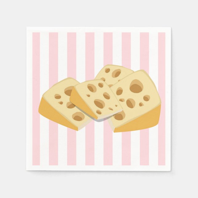 Guardanapo De Papel Paper Napkins Pink & White Stripe Cheese  (Frente)