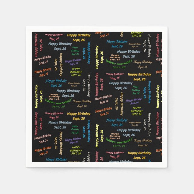 Guardanapo De Papel Paper Napkins setembro, 26 Aniversário (Frente)