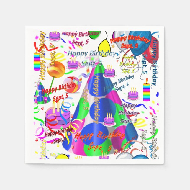 Guardanapo De Papel Paper Napkins setembro, 5 Aniversário (Frente)