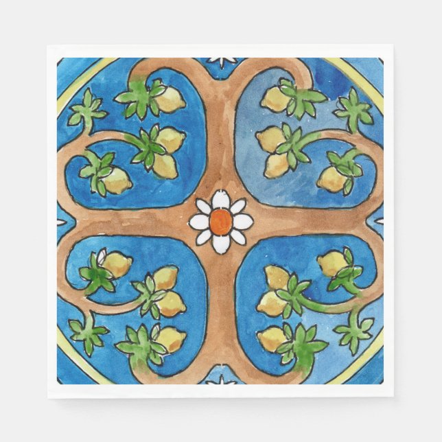 Guardanapo De Papel Paper party napkins with lemon tree design (Frente)