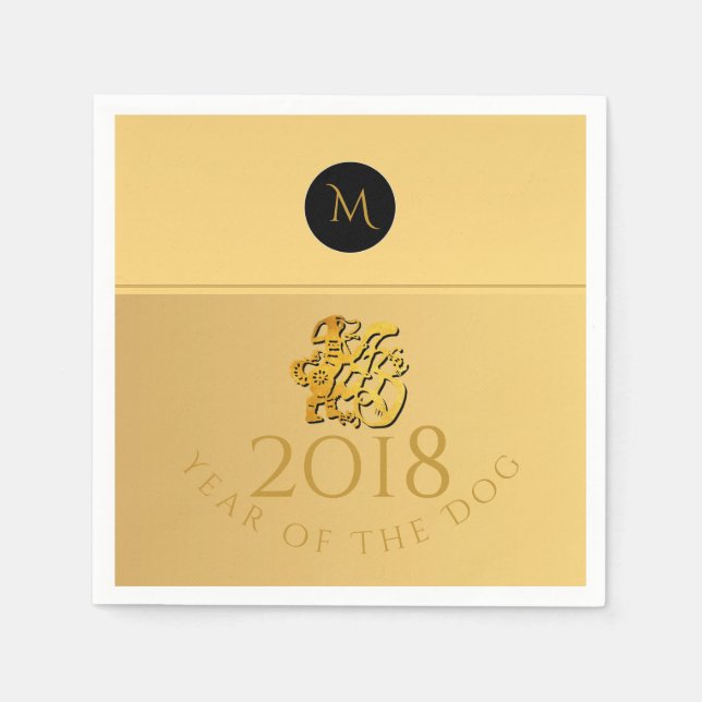 Guardanapo De Papel Papercut chinês Dourado 2018 Monograma P Napkin (Frente)
