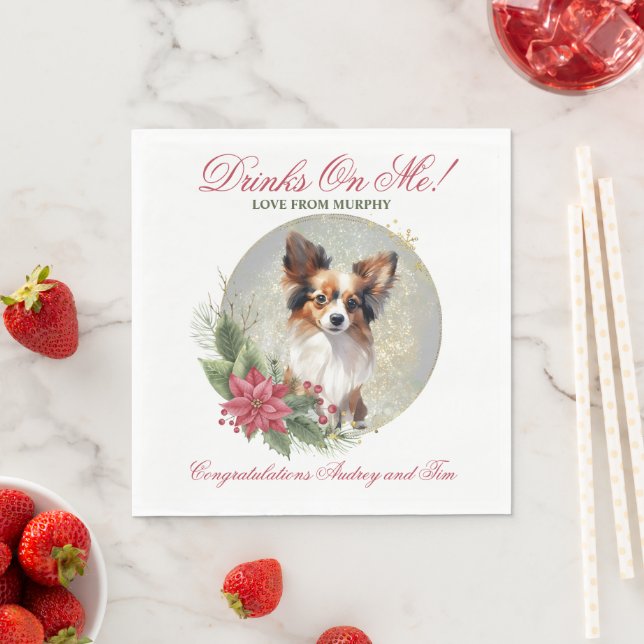 Guardanapo De Papel Papillon Dog Wedding Napkins Com Cães Foto (Insitu)