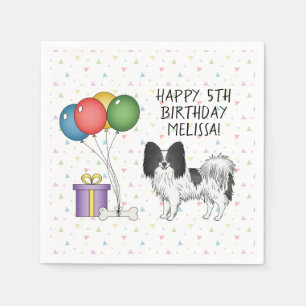 Guardanapo De Papel Papillon Preto e Branco Cachorro Fofo - Aniversári