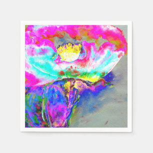 Guardanapo De Papel Papoila cor-de-rosa, pintura floral aquosa