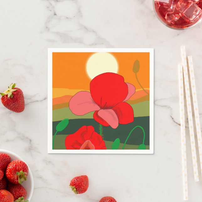 Guardanapo De Papel Papoila no pôr do sol (Insitu)