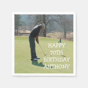 Guardanapo De Papel Par de Pai de Fotografia de Golfer de Aniversário 