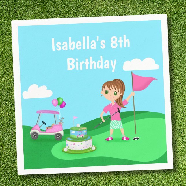 Guardanapo De Papel Par Tee Chibi Girl Birthday Golf Party (Criador carregado)