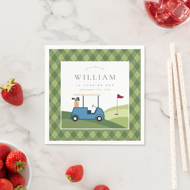 Guardanapo De Papel Par vamos Golf Argyle Padrão Primeiro Aniversário (Insitu)