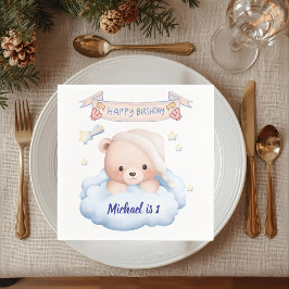 Guardanapo de papel para 1º aniversário de urso de