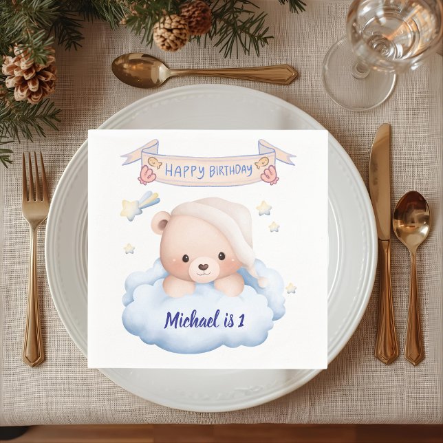Guardanapo de papel para 1º aniversário de urso de (Criador carregado)