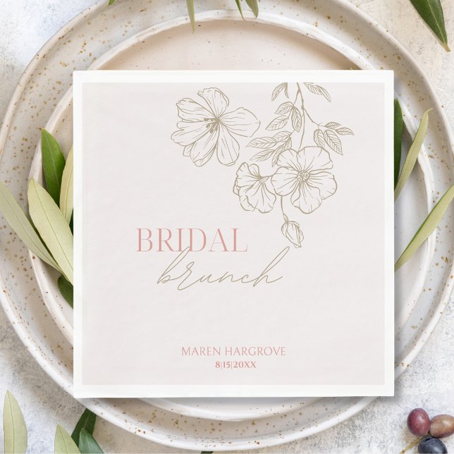 Guardanapo de Papel para Brunch de Noiva Flor Dour (Elegant Gold Flower Bridal Brunch Paper Napkin
)