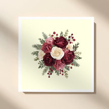 Guardanapo de papel para casamento floral marfim e