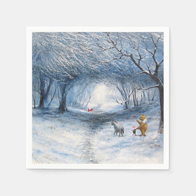 Guardanapo de papel para chá de bebê Pooh Watercol (Frente)