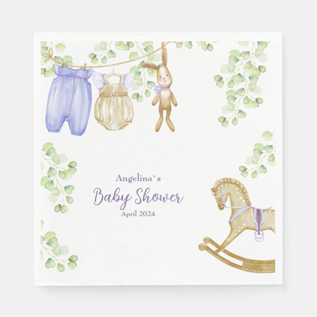 Guardanapo de papel para chá de fraldas. (Frente)