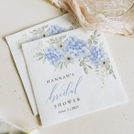Guardanapo de papel para chá de noiva floral azul 
