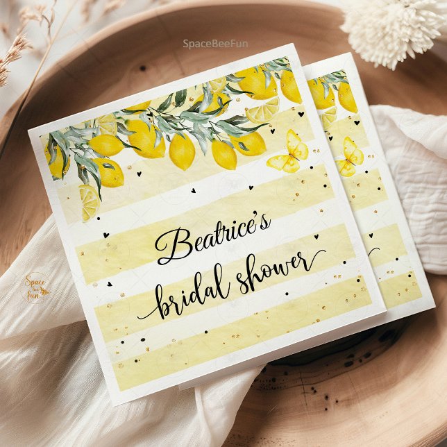 Guardanapo de papel para chá de panela de limão (Lemon bridal shower napkins, citrus-themed bridal shower, lemon party decor, summer bridal shower na)