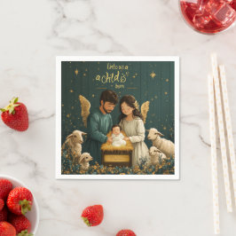 Guardanapo De Papel Para nós uma criança é Nascer Natividade Découpage