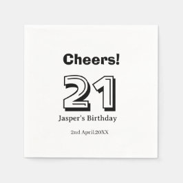 Guardanapo De Papel Parabéns 21 aniversário letra negrito nome menino 