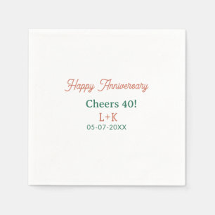 Guardanapo De Papel Parabéns 40 feliz aniversário laranja verde nome d