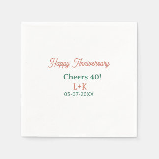 Guardanapo De Papel Parabéns 40 feliz aniversário laranja verde nome d