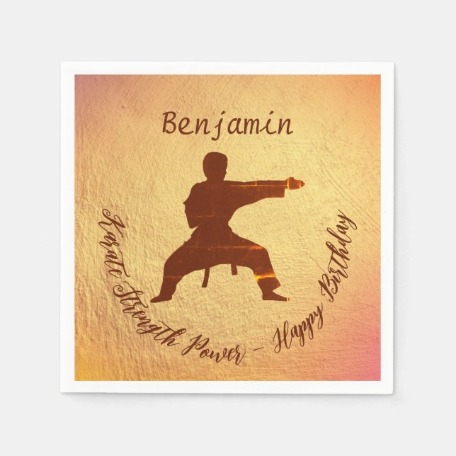 Guardanapo De Papel Parabéns ao Ouro moderno Karate Martial Arts (Frente)