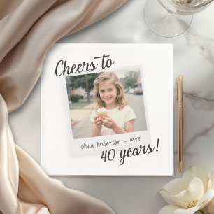 Guardanapo De Papel Parabéns aos Quarenta Anos 40 Foto Retro de Aniver