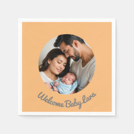 Guardanapo De Papel Parabéns bebê garoto pêssego bem-vindo