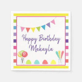 Guardanapo De Papel Parabéns, Candy Land Sweet Tret, Partido Personali