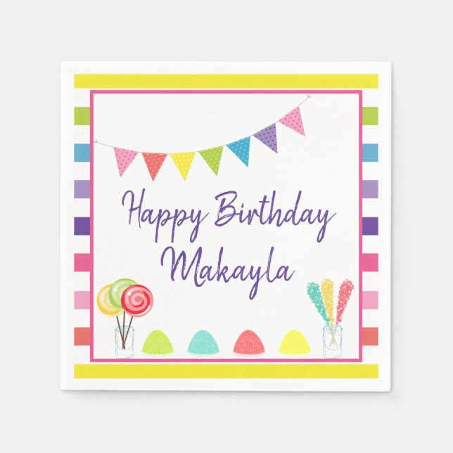 Guardanapo De Papel Parabéns, Candy Land Sweet Tret, Partido Personali (Frente)
