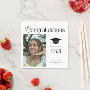 Guardanapo De Papel Parabéns Chic Moderno Graduado Foto Formatura 