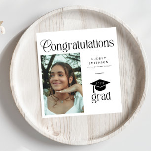 Guardanapo De Papel Parabéns Chic Moderno Graduado Foto Formatura 