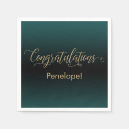 Guardanapo De Papel Parabéns com brilho Dourado, lacre preto