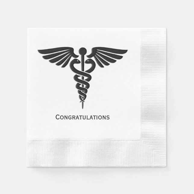 Guardanapo De Papel Parabéns de Caduceus para Insignia Médica (Frente)