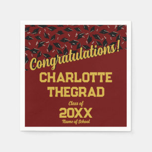 Guardanapo De Papel Parabéns de graduação Personalizam Maroon Dourado