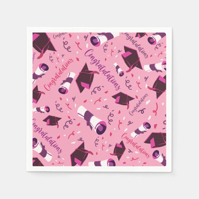 Guardanapo De Papel Parabéns de Graduação Rosa (Frente)