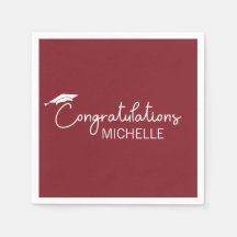 Parabéns de Graduação Script Branco Vermelho Simpl