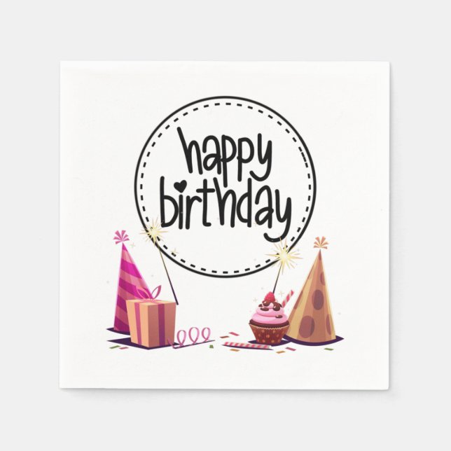 Guardanapo De Papel Parabéns Festa de Aniversário 3 Ply Napkins (Frente)