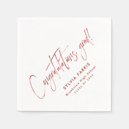 Guardanapo De Papel Parabéns formando a simples formatura vermelha mod