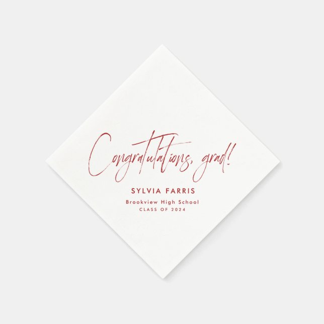 Guardanapo De Papel Parabéns formando a simples formatura vermelha mod (Canto)