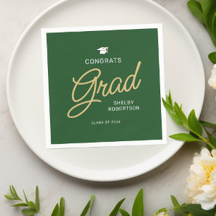 Guardanapo De Papel Parabéns Formando Graduação Verde de Script Modern