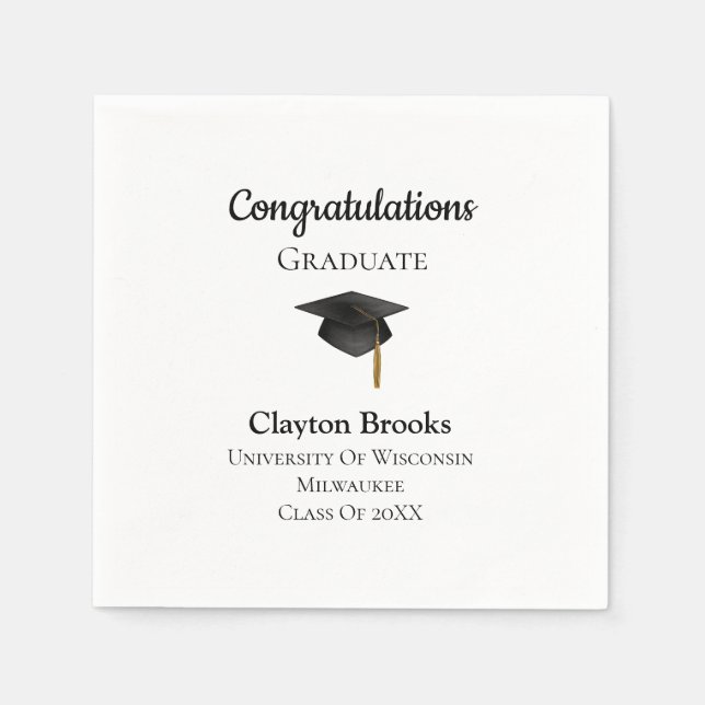 Guardanapo De Papel Parabéns Formandos Com Boné Napkins (Frente)