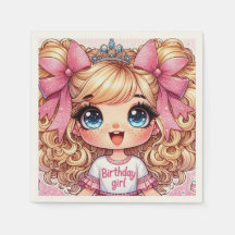 Parabéns, garota loira Chibi Napkins