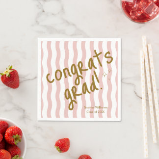 Guardanapo De Papel Parabéns Graduado Listra Ondulada Rosa Formatura