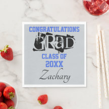 Parabéns Graduado NOME Prata Azul