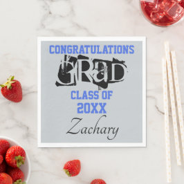 Guardanapo De Papel Parabéns Graduado NOME Prata Azul