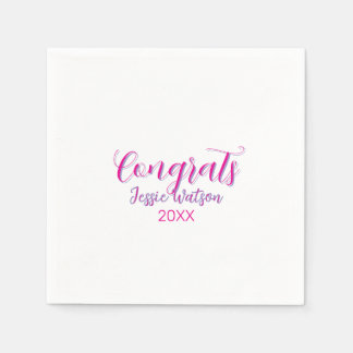 Guardanapo De Papel Parabéns graduado rosa roxo nome ano 20XX data 